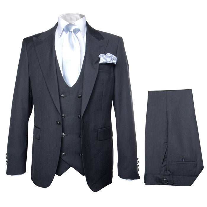 Rossi Man BOND RM1779 Slim Fit 3-Piece Black Suit ?? Tailored Formalwear for Men