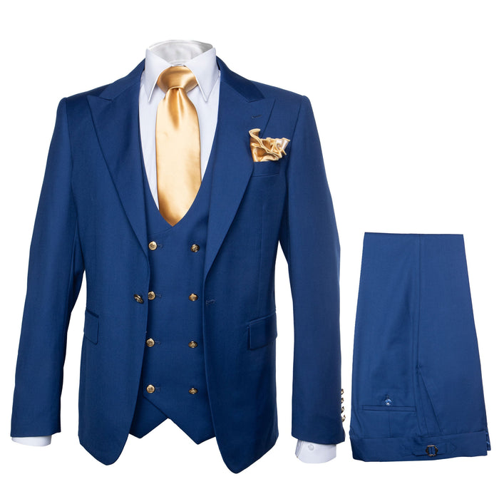 Rossi Man BOND RM1780 Slim Fit 3-Piece Suit ?? Modern Royal Blue Suit for Men