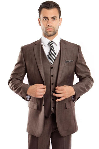 Brown Wedding Suit - Jacket + Pants - Brown Tuxedo - Brown Groomsmen Modern Fit Suit