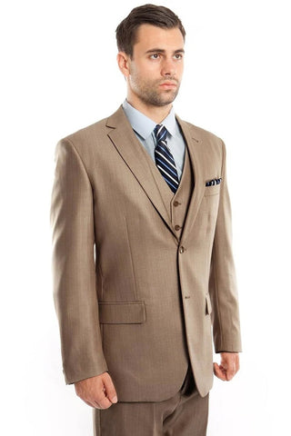 Tan Suits For Wedding - Tan Groomsmen Suits - Tan Slim Fit Vested Tuxedo - Men's Tuxedo USA