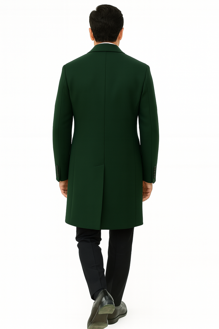 6 Button Dark Olive Green Long Overcoat Custom Prom Tuxedos