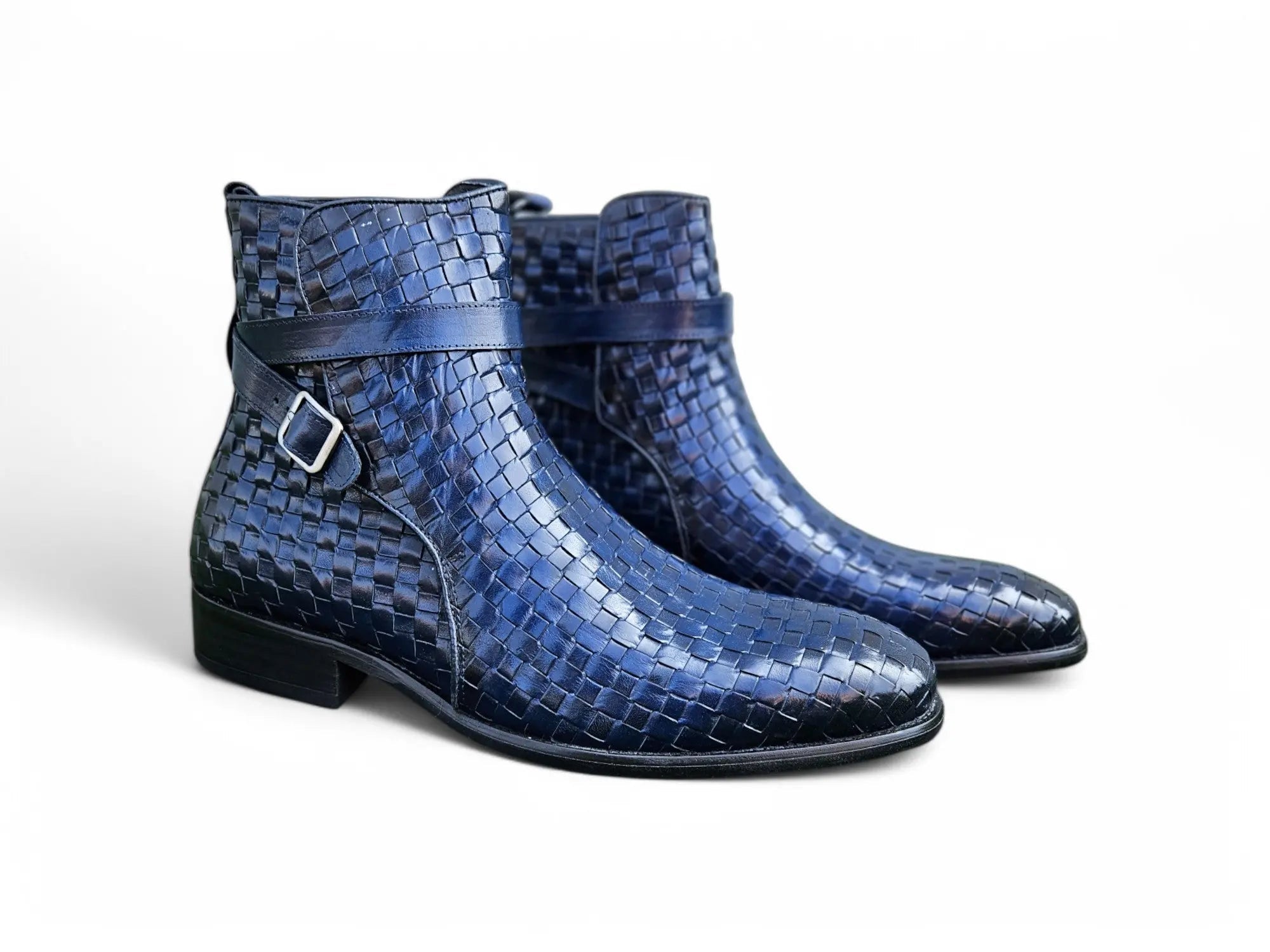 Basket Weave Calfskin Buckle Boot Carrucci