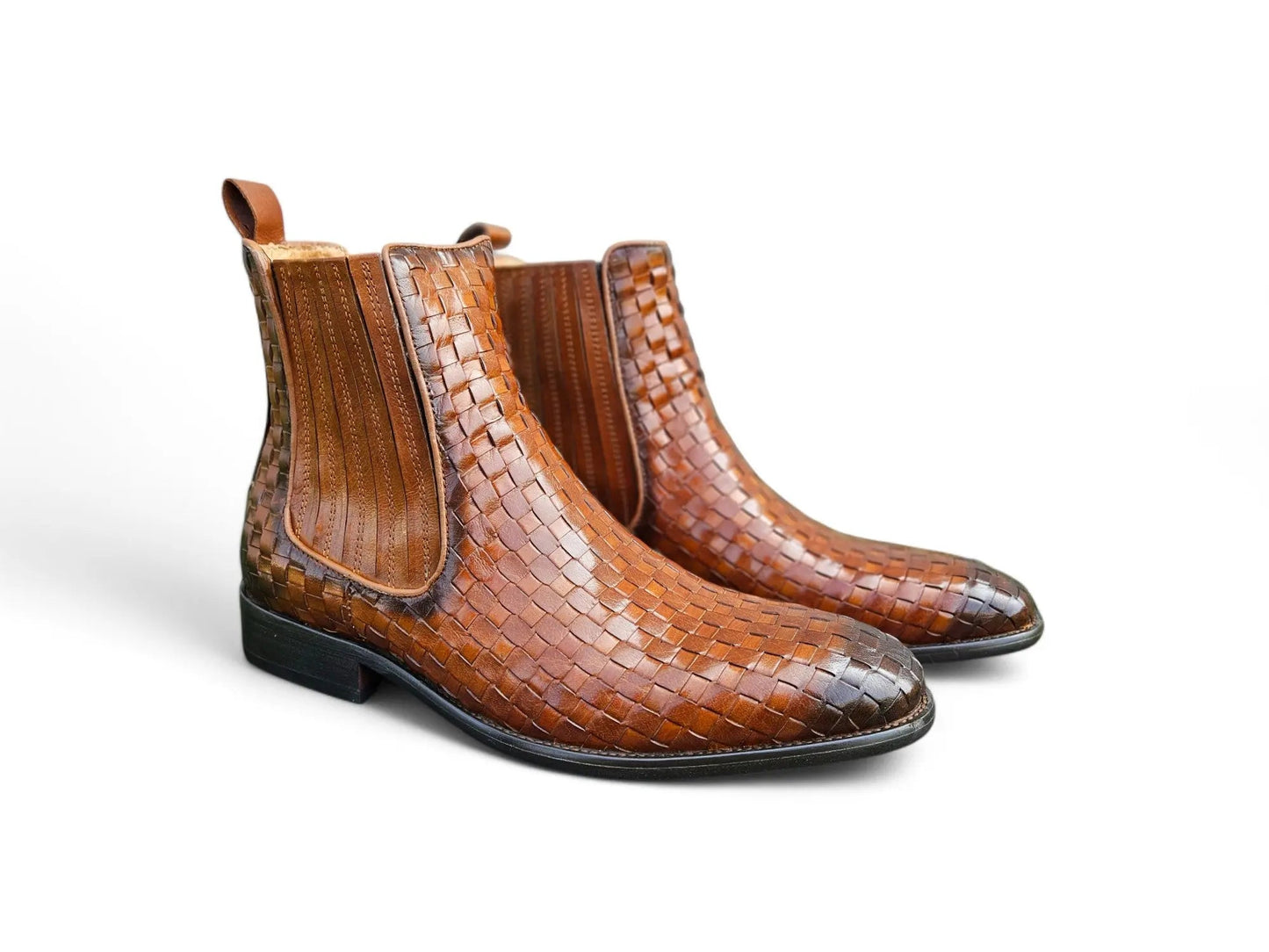 Basket Weave Leather Chelsea Boot Carrucci