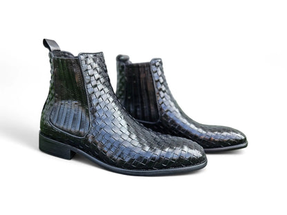 Basket Weave Leather Chelsea Boot Carrucci
