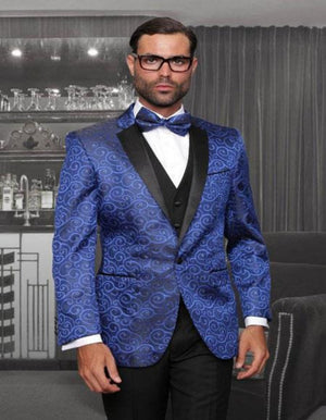 Bellagio Royal Blue 1-Button Notch Tuxedo - Men's Tuxedo USA