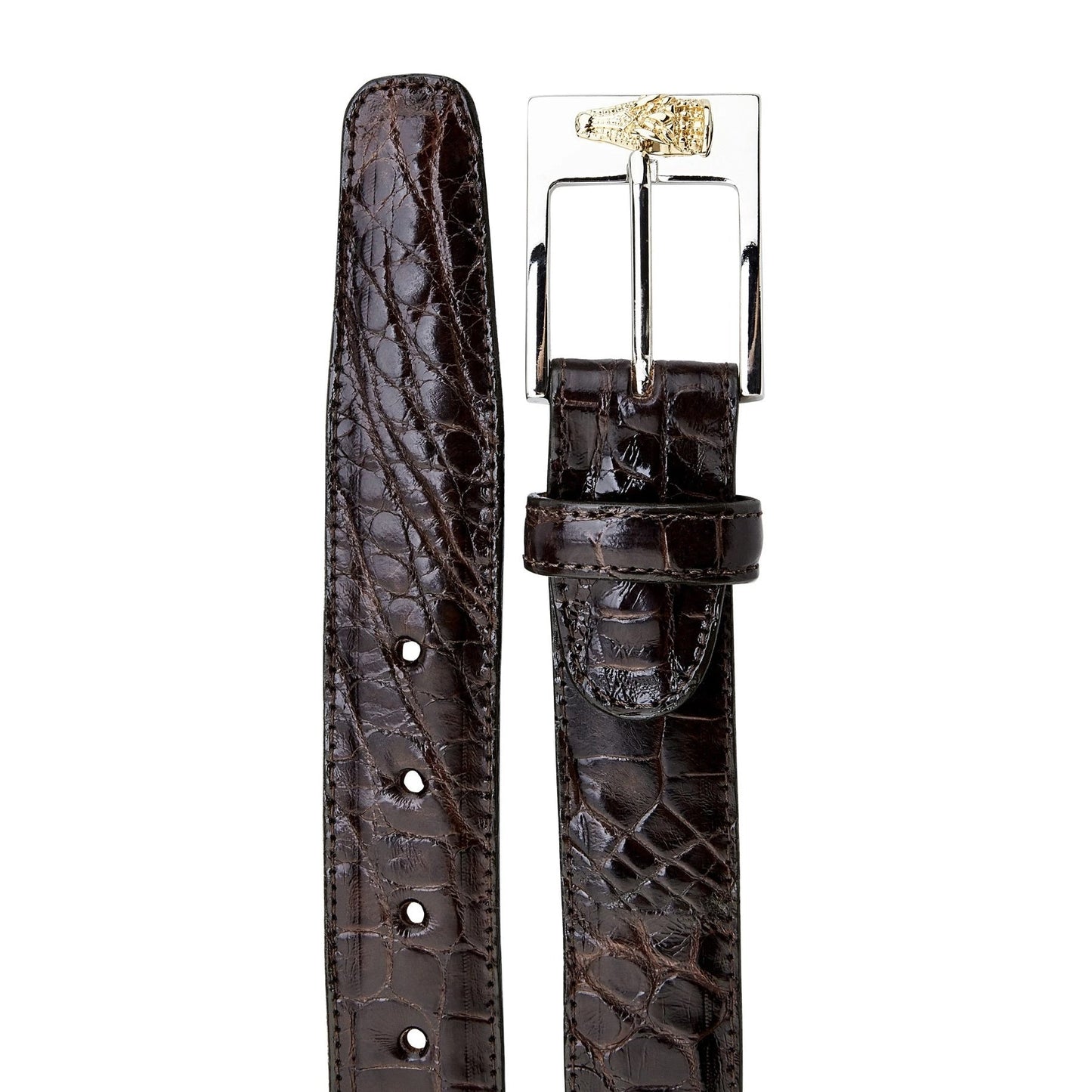 Mens Belvedere Alligator Dress Belt in Brown