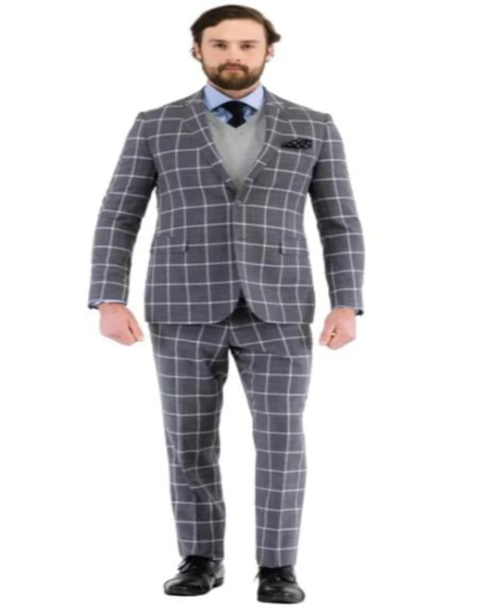 Big and Tall Suit - Plaid Suits - 1920s Gangster Grey Suit