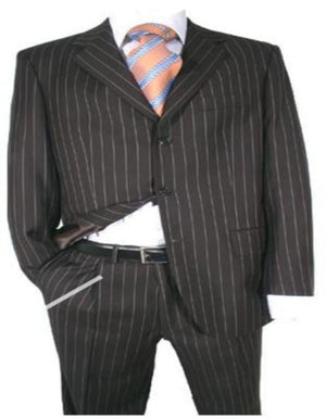 Black 120's Super fine rayon fabric Chalk Bold Pinstripe 1920's 30's Fashion Look Available in 2 or 3 buttons Style Regular Classic Cut