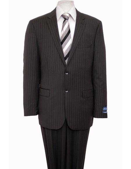 Designer Affordable Inexpensive Men's Classic Wool Pinstripe Black Suit Flat Front Pant