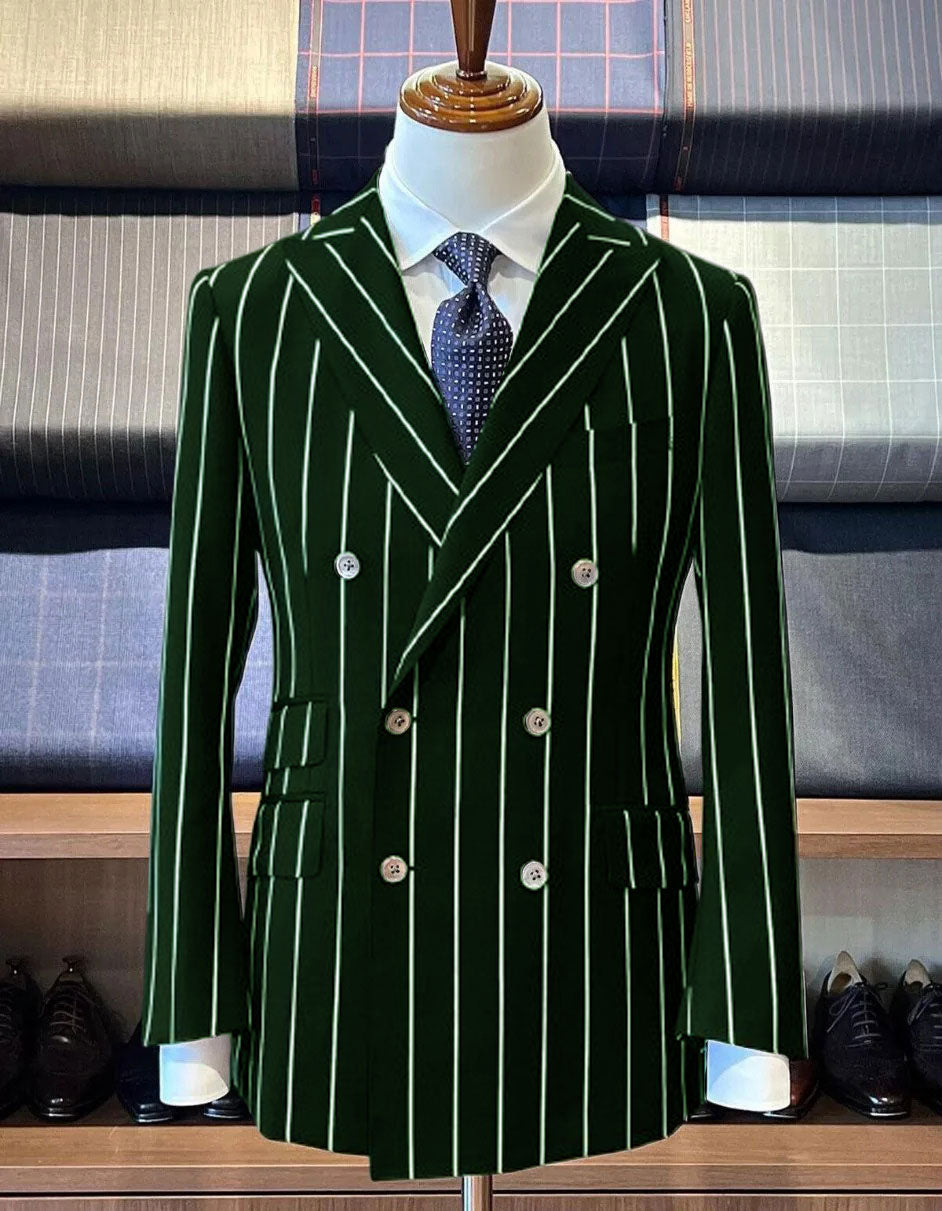Black Pinstripe Suit - Gangster Suit - 1920's Suit - Double Breasted Suit