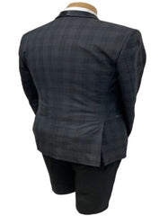 Mens Black Plaid Tuxedo Jacket Slim Fit Black with Grey Plaid Pattern Tuxedo