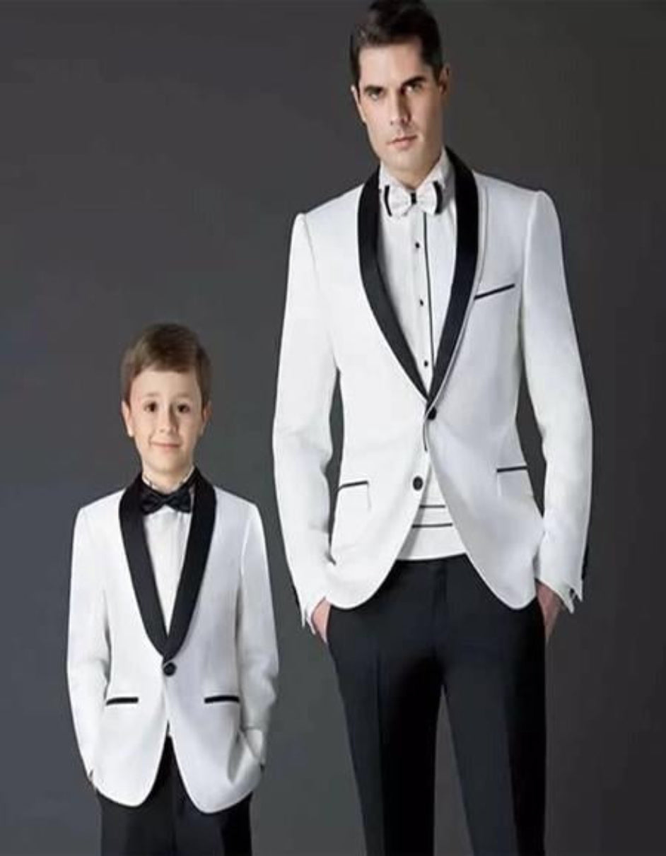 Black and White Shawl Lapel Father ~ Dad And Son Matching Suits