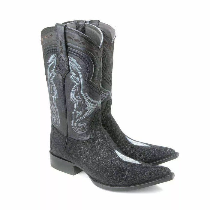 Los Altos Black Stingray Single Stone 3X Toe Menƒ??s Boot
