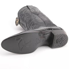 los-altos-black-western-boots-genuine-ostrich-skin