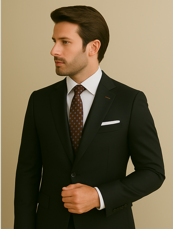Wool Suit - Italian Made Business Suit by Statement Men's 2 Piece 100% Wool Modern Fit Suit - Subtle Windowpane