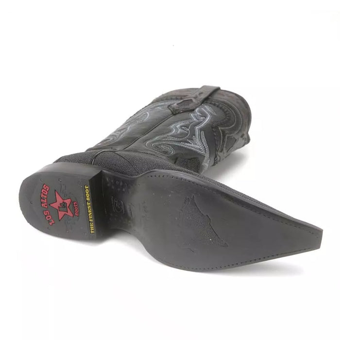 Los Altos Black Stingray Single Stone 3X Toe Menƒ??s Boot