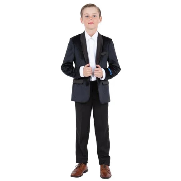 Perry Ellis Boys Velvet Jacket, Black - Men's Tuxedo USA