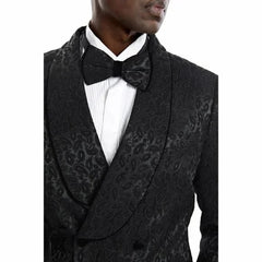 Knot Side Textured Paisley 2pc Tuxedo, Black - Men's Tuxedo USA