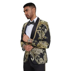 2024 Prom Special Black Paisley 2pc Mens Suit by Tazzio - Men's Tuxedo USA