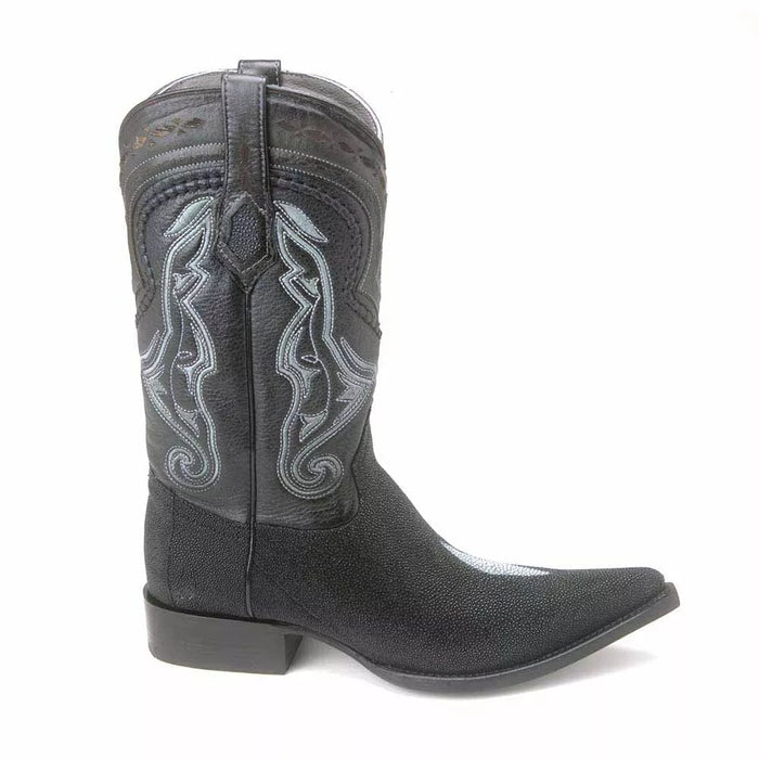 Los Altos Black Stingray Single Stone 3X Toe Menƒ??s Boot