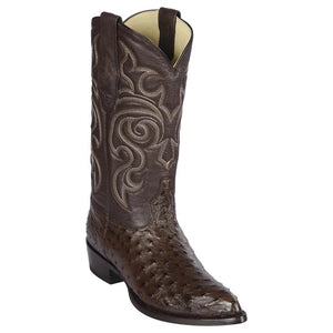 J Toe Cowboy Boots - J Toe Western Boots - Los Altos Boots - Mens Dress Cowboy Boot - Low Priced Brown Ostrich Cowboy Boot J-Toe- in Brown