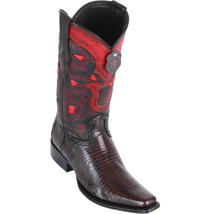 Los Altos Boots - Mens Dress Cowboy Boot - Low Priced Lizard European Style Cowboy Boots - Black Cherry