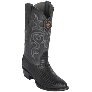 Los Altos Boots - Mens Dress Cowboy Boot - Low Priced Black Lizard Boots R-Toe- in Black