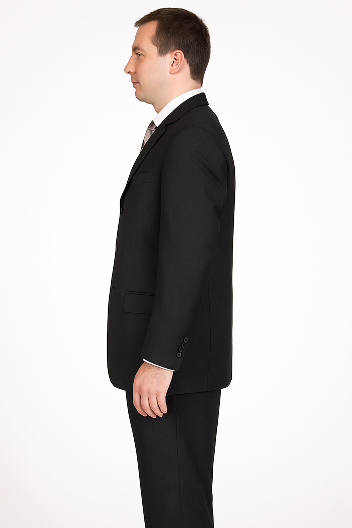 Pleated Suit - Mens Suits With Pleated Pant -  Regular Fit Suit - Black Regular Suit