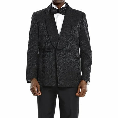 Knot Side Textured Paisley 2pc Tuxedo, Black - Men's Tuxedo USA
