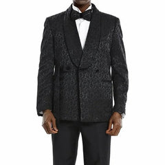 Knot Side Textured Paisley 2pc Tuxedo, Black - Men's Tuxedo USA