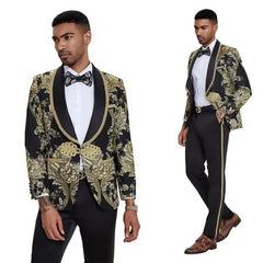 2024 Prom Special Black Paisley 2pc Mens Suit by Tazzio - Men's Tuxedo USA