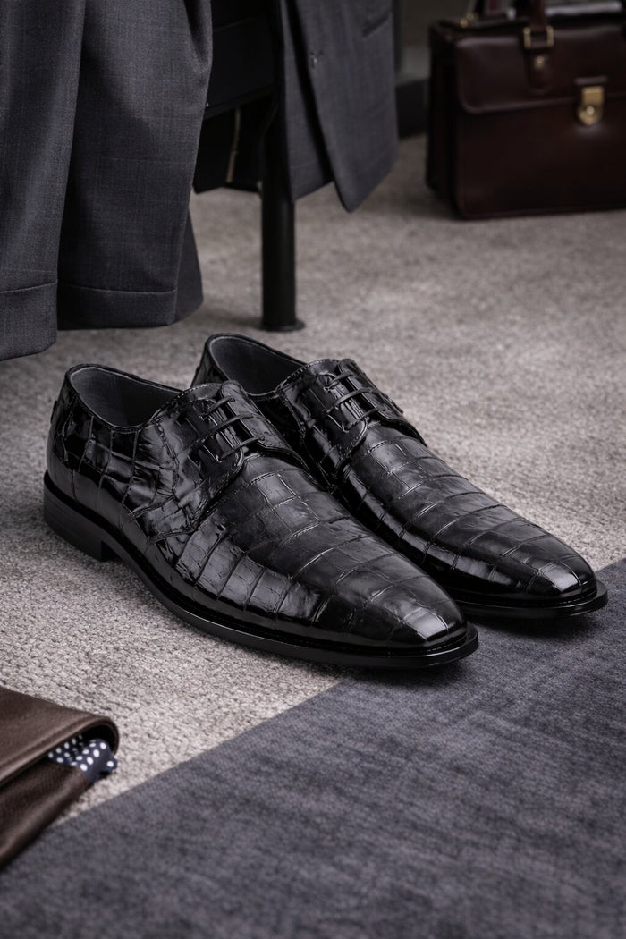 Los Altos Black Genuine All-Over Crocodile ~ World Best Alligator Shoe ~ Gator Skin Belly Shoes