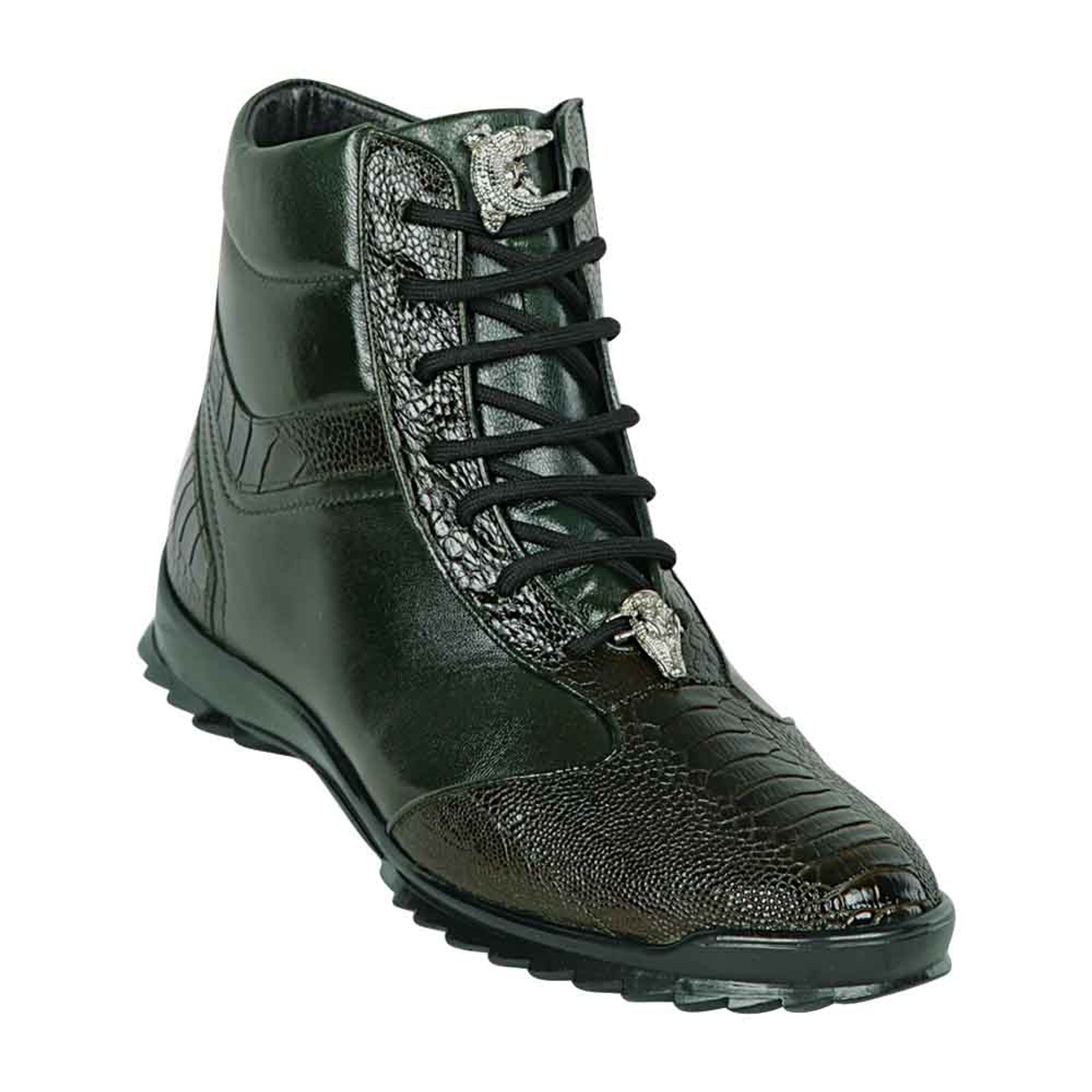 Mens Exotic Sneakers - Alligator Sneakers By Brand  in Color Green