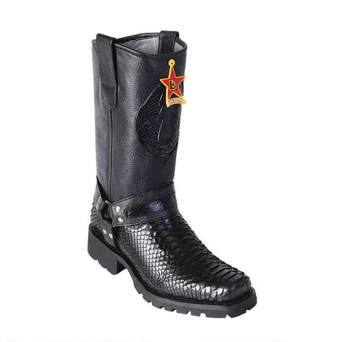 Los Altos Black Python Menƒ??s Biker Boot