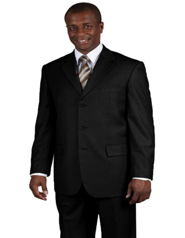 Pleated Suit - Mens Suits With Pleated Pant -  Regular Fit Suit - Black Regular Suit - Men's Tuxedo USA