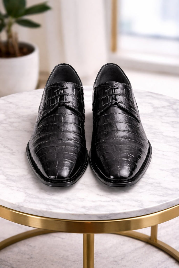 Los Altos Black Genuine All-Over Crocodile ~ World Best Alligator Shoe ~ Gator Skin Belly Shoes