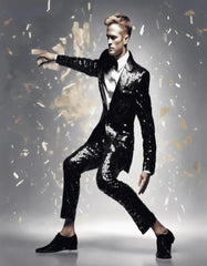 Mens Sequin Suit - Red Tuxedo - Party Suits - Stage Suit