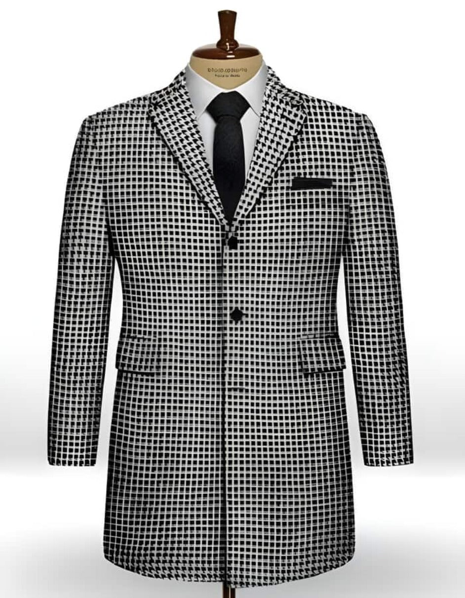 Mens Overcoat - Topcoat For Men - Winter Fabric - Houndstooth Overcoat - Houndstooth Topcoat - Houndstooth Checker Car Coat - Men's Tuxedo USA