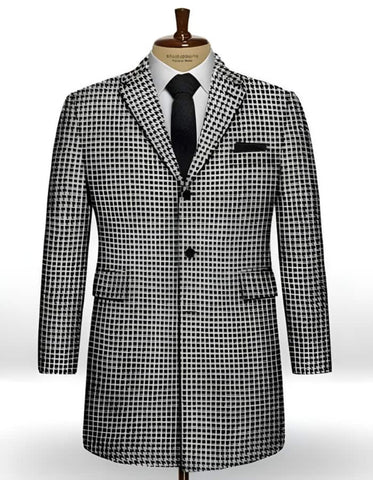 Mens Overcoat - Topcoat For Men - Winter Fabric - Houndstooth Overcoat - Houndstooth Topcoat - Houndstooth Checker Car Coat - Men's Tuxedo USA