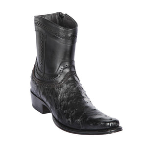 Los Altos Black Ostrich Low Shaft European Square Toe Menƒ??s Boot