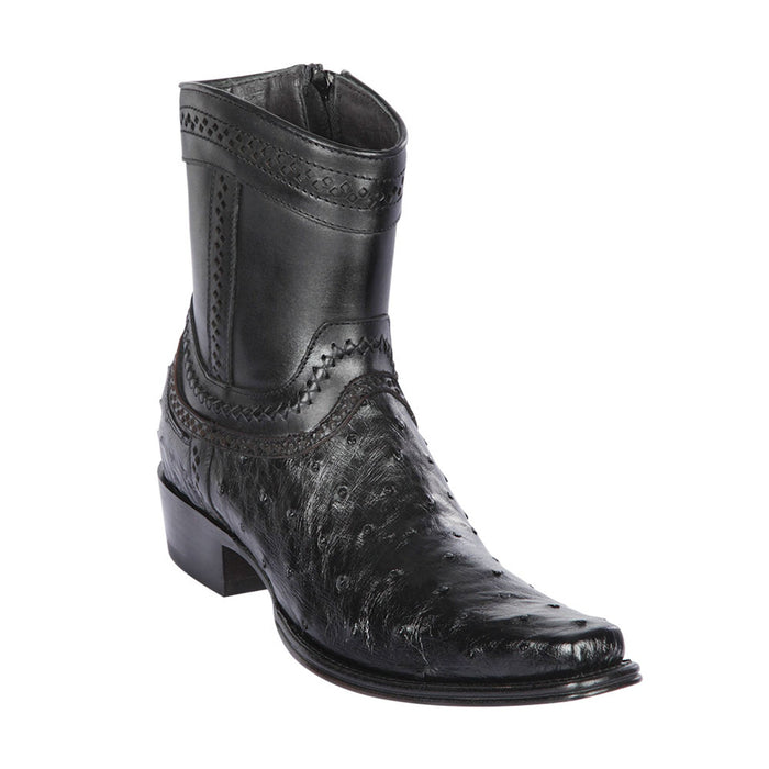 Los Altos Black Ostrich Low Shaft European Square Toe Menƒ??s Boot