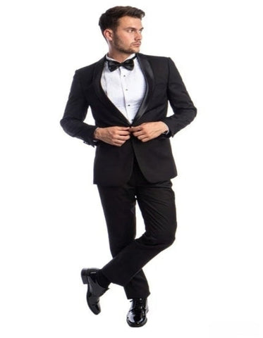 New Azzuro Black with Black Shawl Slim Fit Tuxedo