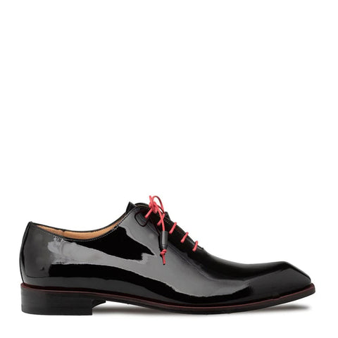 Mezlan Dietro Two Men's Shoes Black Patent Leather Asymmetrical Oxfords - Men's Tuxedo USA