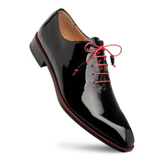 Mezlan Dietro Two Men's Shoes Black Patent Leather Asymmetrical Oxfords - Men's Tuxedo USA