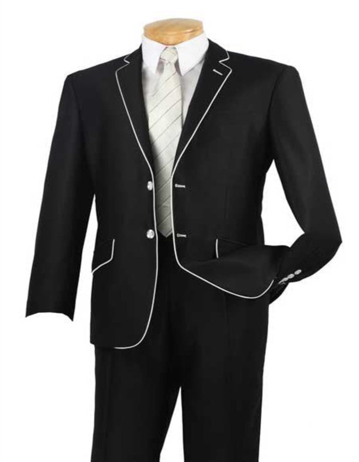 Western Suit - Cowboy Tuxedo With Trim Collar - Slim Fitted Jacket And Pants - Black and White Tuxedo - Traje Para Hombre