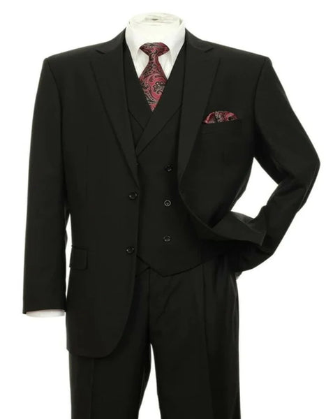 Pleated Suit - Mens Suits With Pleated Pant - Regular Fit Suit - Black