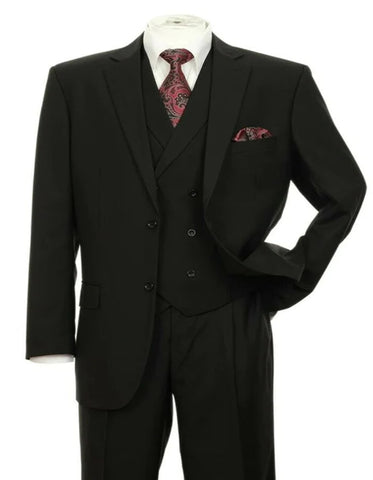 Pleated Suit - Mens Suits With Pleated Pant -  Regular Fit Suit - Black Suit - Men's Tuxedo USA