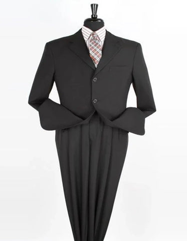 Pleated Suit - Mens Suits With Pleated Pant -  Regular Fit Suit - Black Two Piece Suit - Men's Tuxedo USA