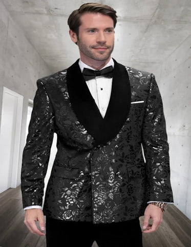 Double Breasted Tuxedo Jacket -  Black Double Breasted Dinner Jacket