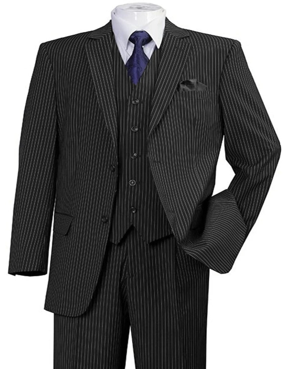 1920s Mens Suit - 1920s Mens Outfit - 1920s  costume  Bold Pinstripe Wide Suit Black - Men's Tuxedo USA